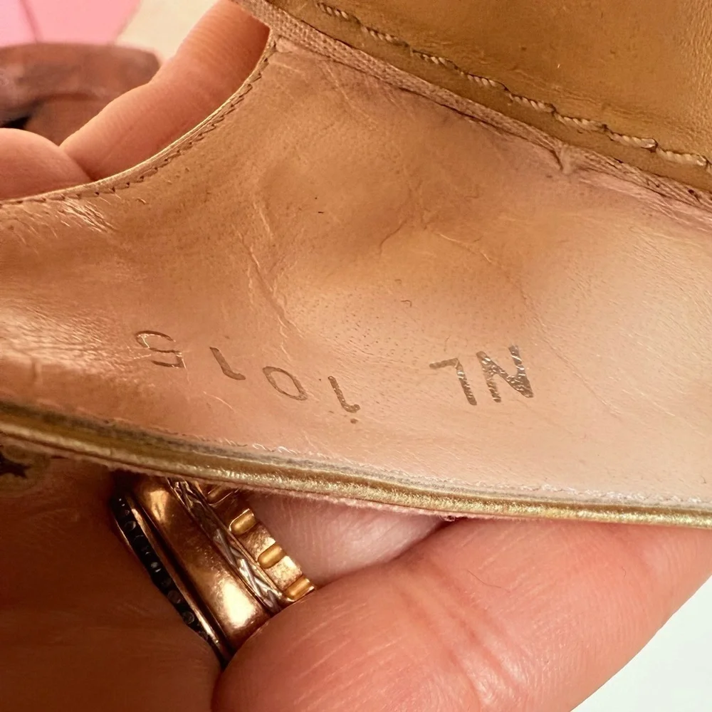 Louis Vuitton Vintage Leather Pink Gold Monogram Bowtie mid heel mules EU 40.5